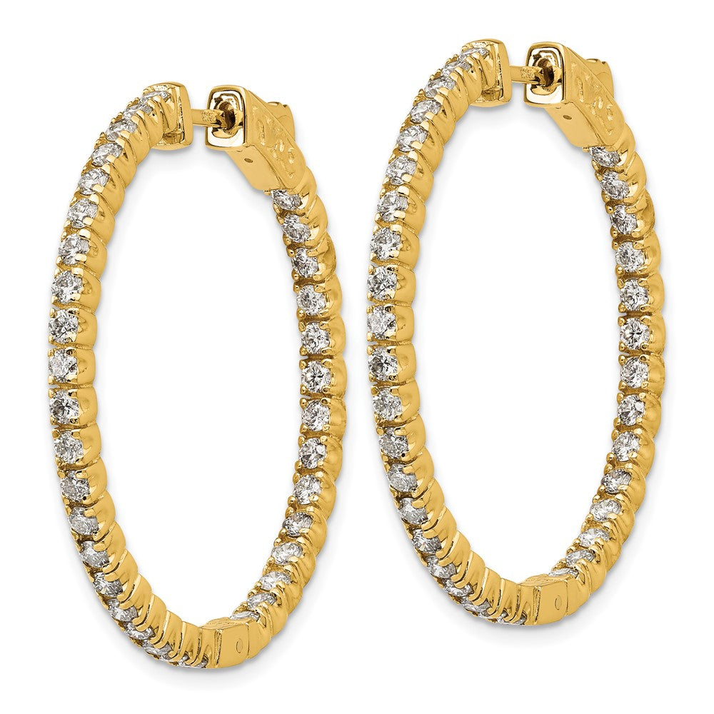 14K Yellow Gold True Origin 2 Carat Lab Grown Diamond Vs Def Patented Safety Clasp In And Out Hoop Earrings