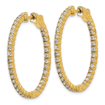 14K Yellow Gold True Origin 2 Carat Lab Grown Diamond Vs Def Patented Safety Clasp In And Out Hoop Earrings