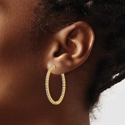 14K Yellow Gold True Origin 2 Carat Lab Grown Diamond Vs Def Patented Safety Clasp In And Out Hoop Earrings