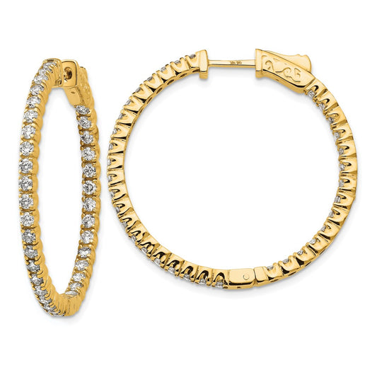 14K Yellow Gold True Origin 2 Carat Lab Grown Diamond Vs Def Patented Safety Clasp In And Out Hoop Earrings