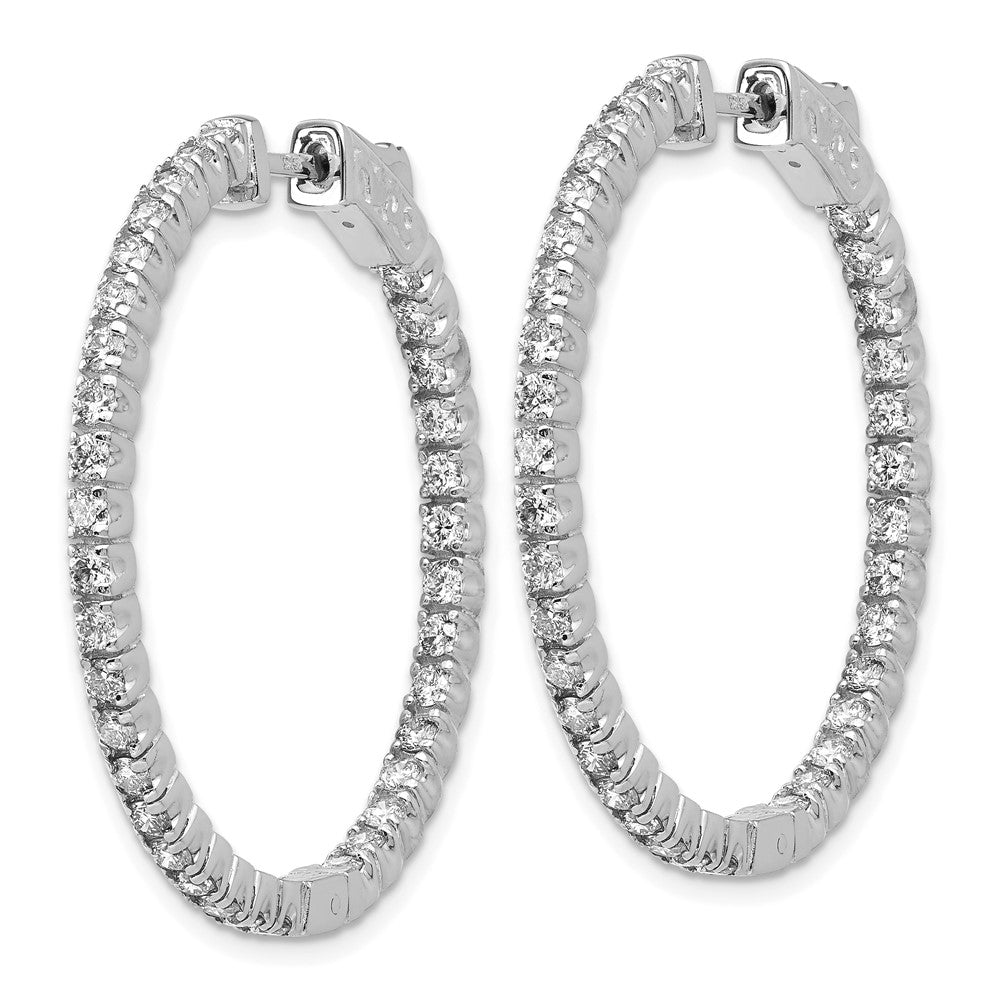 14K White Gold True Origin 2 Carat Lab Grown Diamond Vs Def Patented Safety Clasp In And Out Hoop Earrings