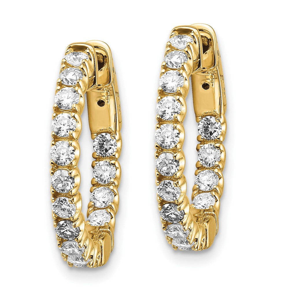 14k Yellow Gold 1 1/2 Ct. Lab Grown Diamond VS/SI+ G+ Round In and Out Safety Clasp Hoop Earrings