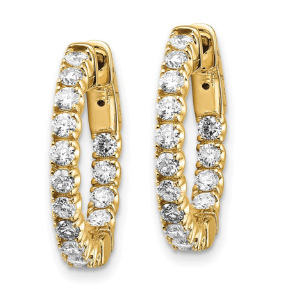 14k Yellow Gold 1 1/2 Ct. Lab Grown Diamond VS/SI+ G+ Round In and Out Safety Clasp Hoop Earrings
