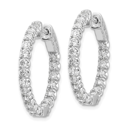 14k White Gold 2 Ct. Lab Grown Dia VS/SI+ G+ Round In and Out Safety Clasp Hoop Earrings