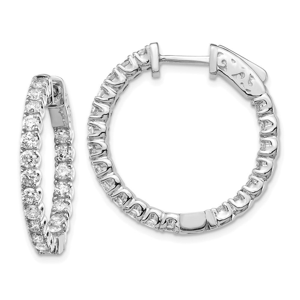 14K White Gold 14Kw Lab Grown Dia. Vs+, F+ Round Hoop Safety Clasp