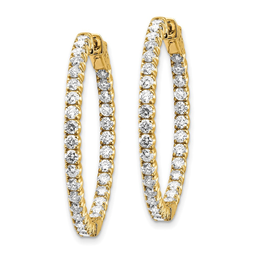 14k Yellow Gold 3 1/3 Ct. Lab Grown Diamond VS/SI+ G+ Round In and Out Safety Clasp Hoop Earrings