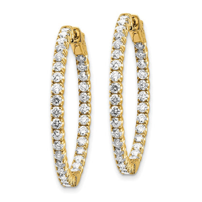14k Yellow Gold 3 1/3 Ct. Lab Grown Dia VS/SI+ G+ Round In and Out Safety Clasp Hoop Earrings
