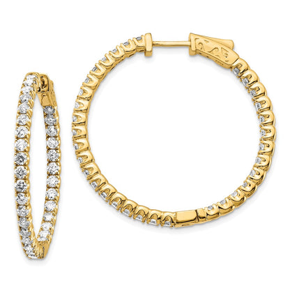 14k Yellow Gold 3 1/3 Ct. Lab Grown Diamond VS/SI+ G+ Round In and Out Safety Clasp Hoop Earrings