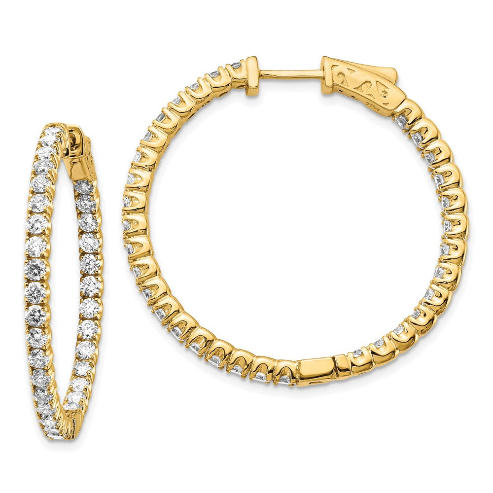 14K Yellow Gold Lab Grown Vs/Si+ G+ Dia Round Hoop Safety Clasp Earrings