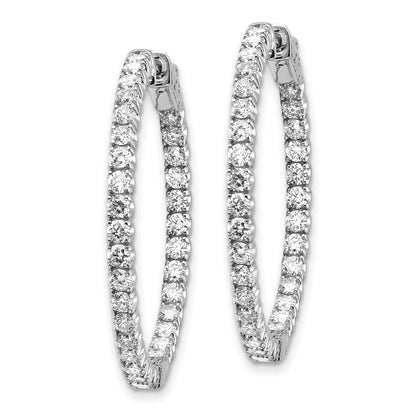 14k White Gold 3 1/3 Ct. Lab Grown Diamond VS/SI+ G+ Round In and Out Safety Clasp Hoop Earrings