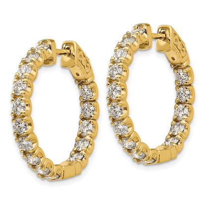 14k Yellow Gold 2 3/4 Ct. Lab Grown Diamond VS/SI+ G+ Round In and Out Safety Clasp Hoop Earrings