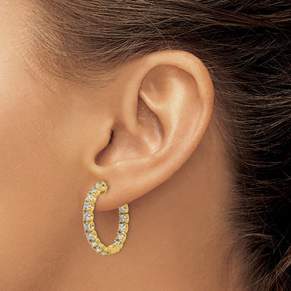 14K Yellow Gold True Origin 2 3/4 Carat Lab Grown Diamond Vs Def Patented Safety Clasp In And Out Hoop Earrings