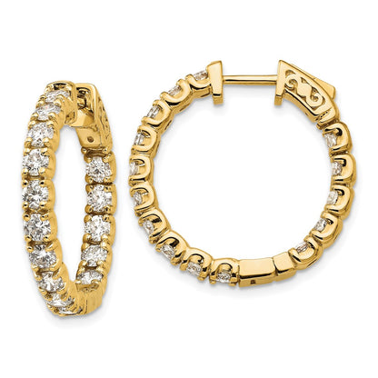 14K Yellow Gold True Origin 2 3/4 Carat Lab Grown Diamond Vs Def Patented Safety Clasp In And Out Hoop Earrings