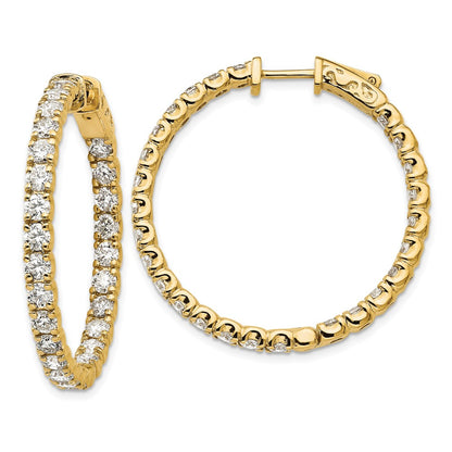 14k Yellow Gold 4 7/8 Ct. Lab Grown Diamond VS/SI+ G+ Round In and Out Safety Clasp Hoop Earrings