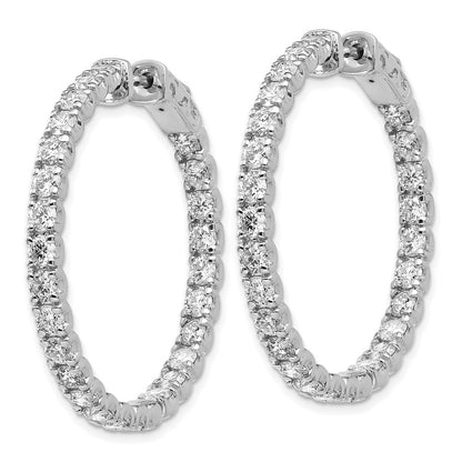 14k White Gold 4 7/8 Ct. Lab Grown Dia VS/SI+ G+ Round In and Out Safety Clasp Hoop Earrings