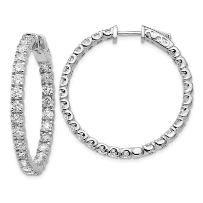 14k White Gold 4 7/8 Ct. Lab Grown Dia VS/SI+ G+ Round In and Out Safety Clasp Hoop Earrings