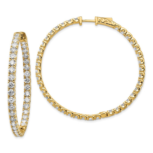 14k Yellow Gold 7 1/4 Ct. Lab Grown Diamond VS/SI+ G+ Round In and Out Safety Clasp Hoop Earrings