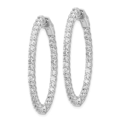14k White Gold 3 1/3 Ct. Lab Grown Diamond VS/SI+ G+ Oval In and Out Safety Clasp Hoop Earrings