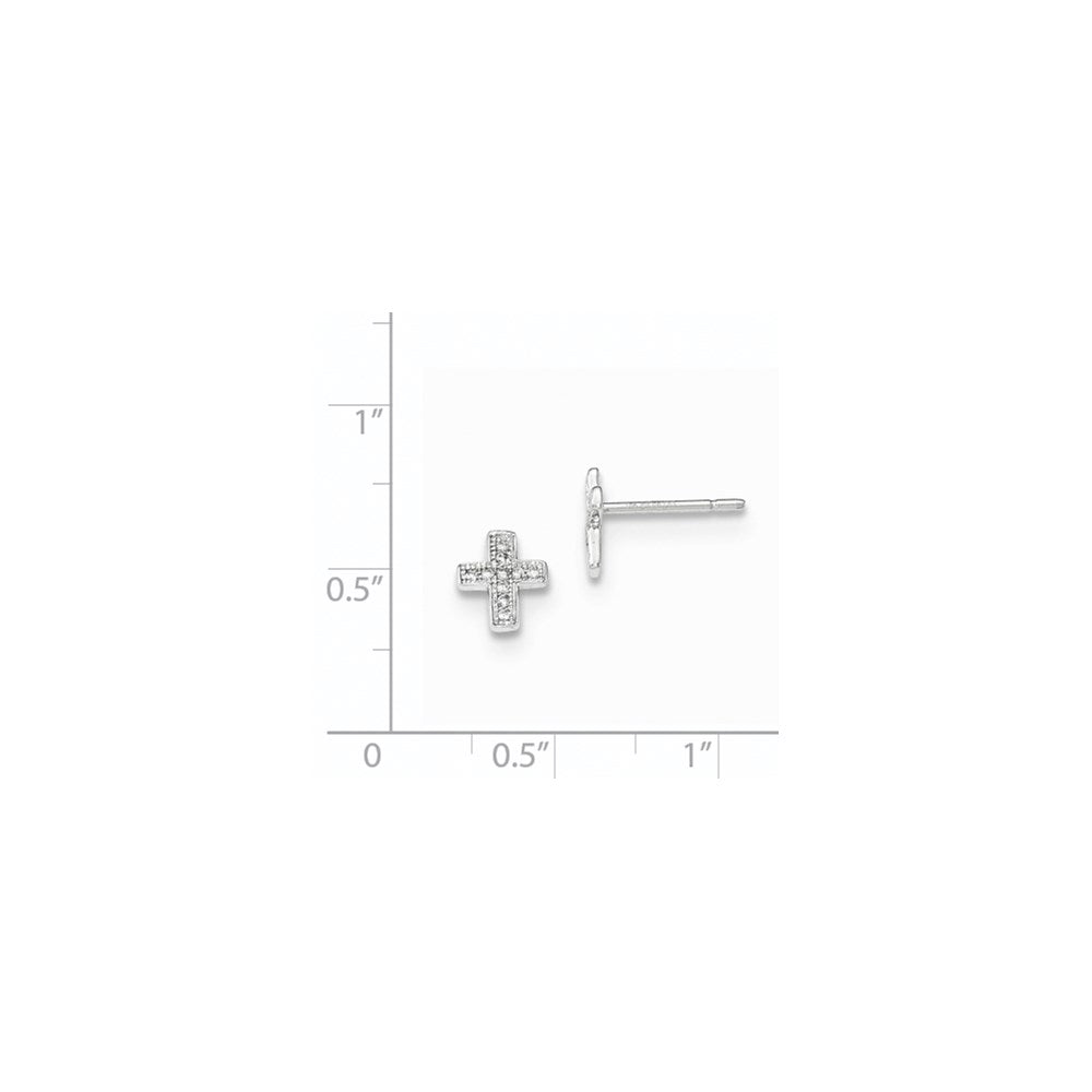 14K White Gold Polished Real Diamond Cross Post Earrings