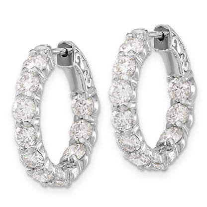 14K White Gold 4 1/3 Carat Lab Grown Diamond Vs/Si+ G+ Round Complete Safety Clasp Hoop Earrings