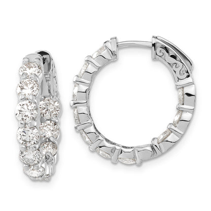 14K White Gold 4 1/3 Carat Lab Grown Diamond Vs/Si+ G+ Round Complete Safety Clasp Hoop Earrings