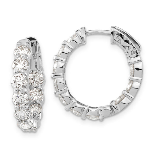 14K White Gold 4 1/3 Carat Lab Grown Diamond Vs/Si+ G+ Round Complete Safety Clasp Hoop Earrings