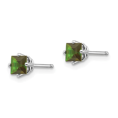 14K White Gold Green Tourmaline Earrings