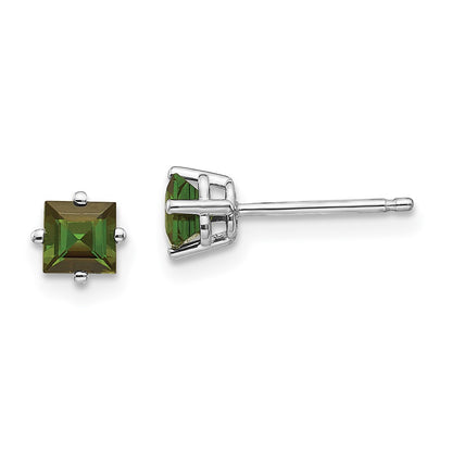 14K White Gold Green Tourmaline Earrings
