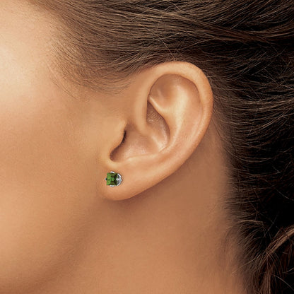 14K White Gold Green Tourmaline Earrings