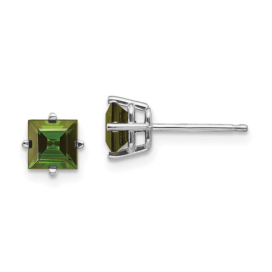 14K White Gold Green Tourmaline Earrings