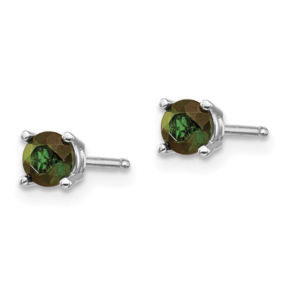 14K White Gold Green Tourmaline Earrings