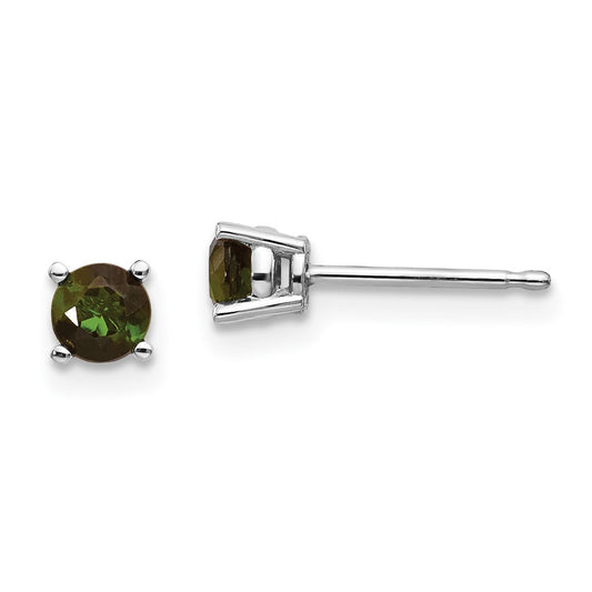 14K White Gold Green Tourmaline Earrings