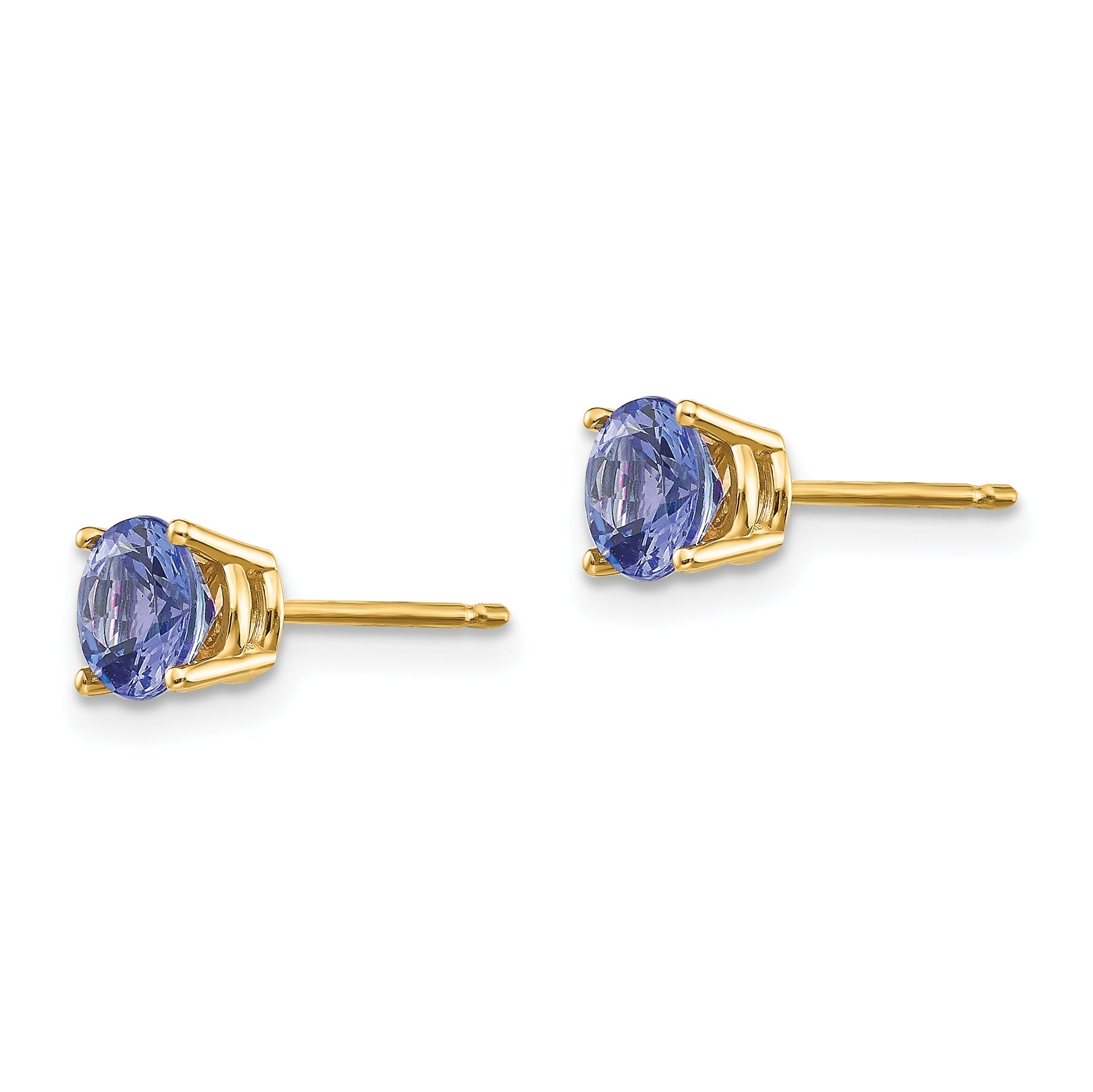 14K Yellow Gold Tanzanite Post Earrings
