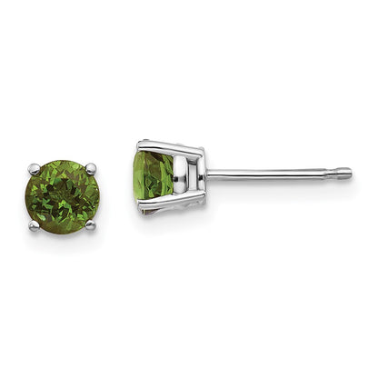 14K White Gold Green Tourmaline Earrings