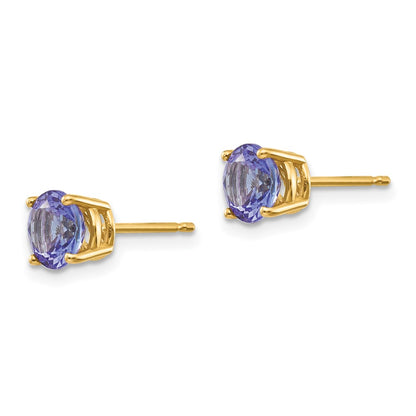 14K Yellow Gold Tanzanite Post Earrings