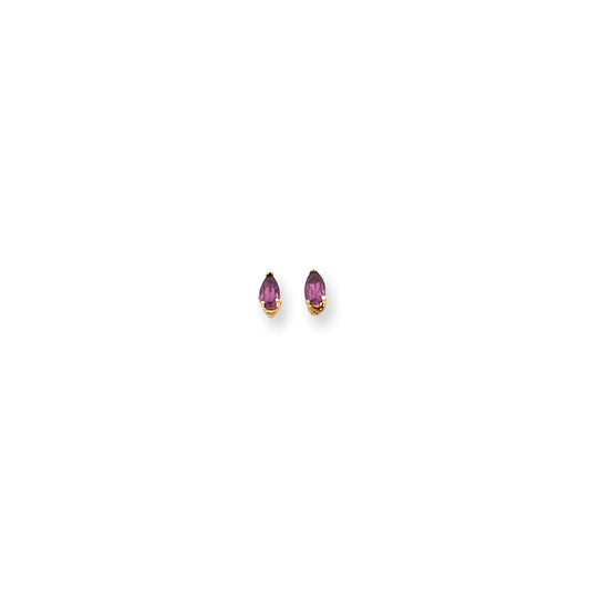 14K Yellow Gold 5X3mm Pear Rhodolite Garnet Earring