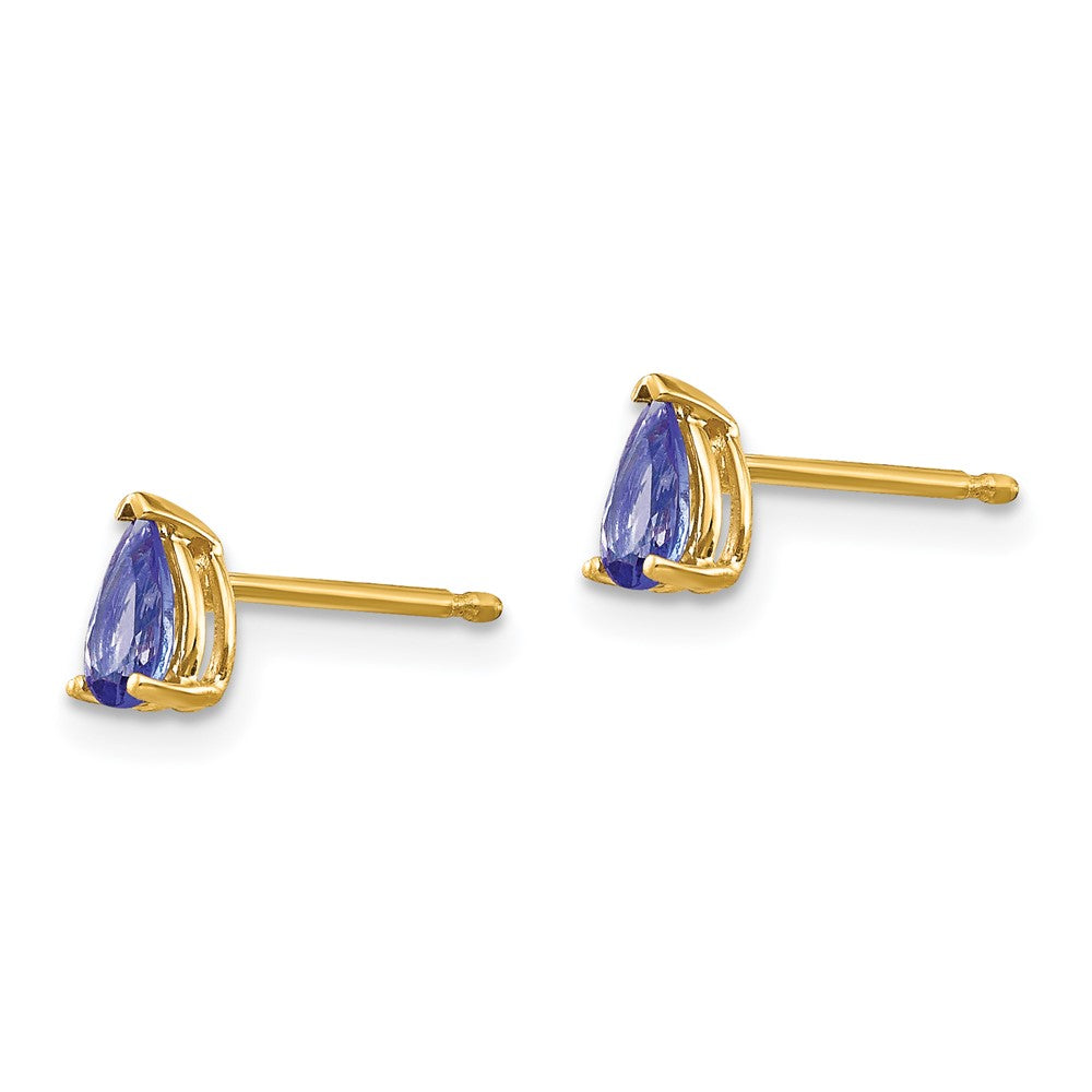 14K Yellow Gold Tanzanite Post Earrings