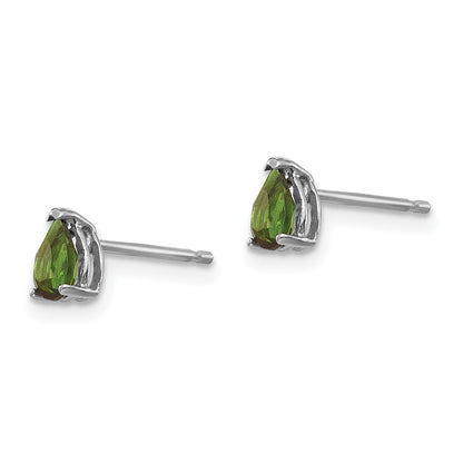 14K White Gold Green Tourmaline Earrings