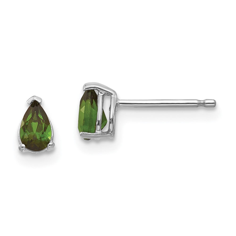 14K White Gold Green Tourmaline Earrings