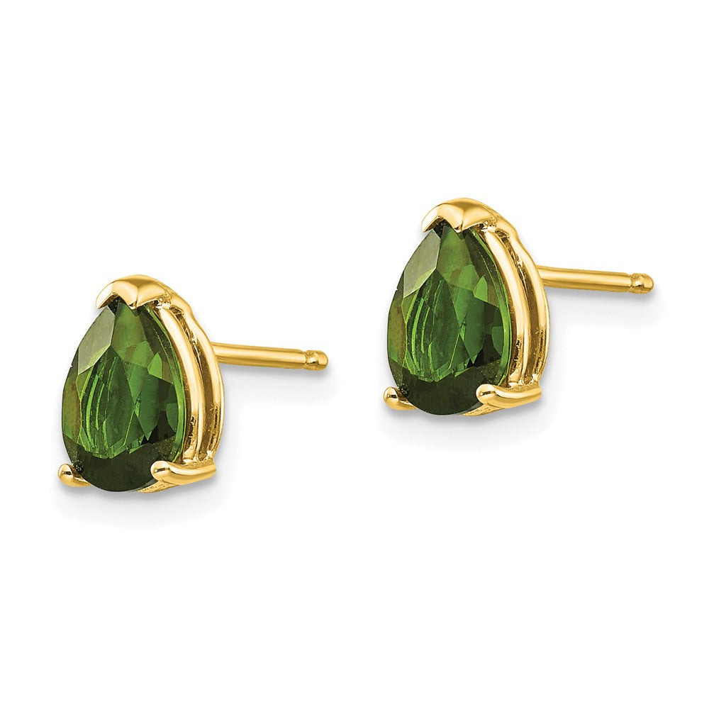 14K Yellow Gold Green Tourmaline Earrings