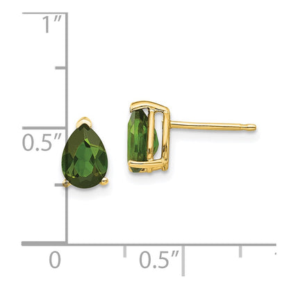 14K Yellow Gold Green Tourmaline Earrings