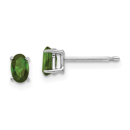 14K White Gold Green Tourmaline Earrings