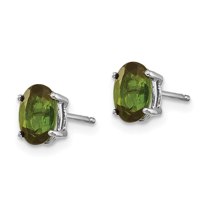 14K White Gold Green Tourmaline Earrings