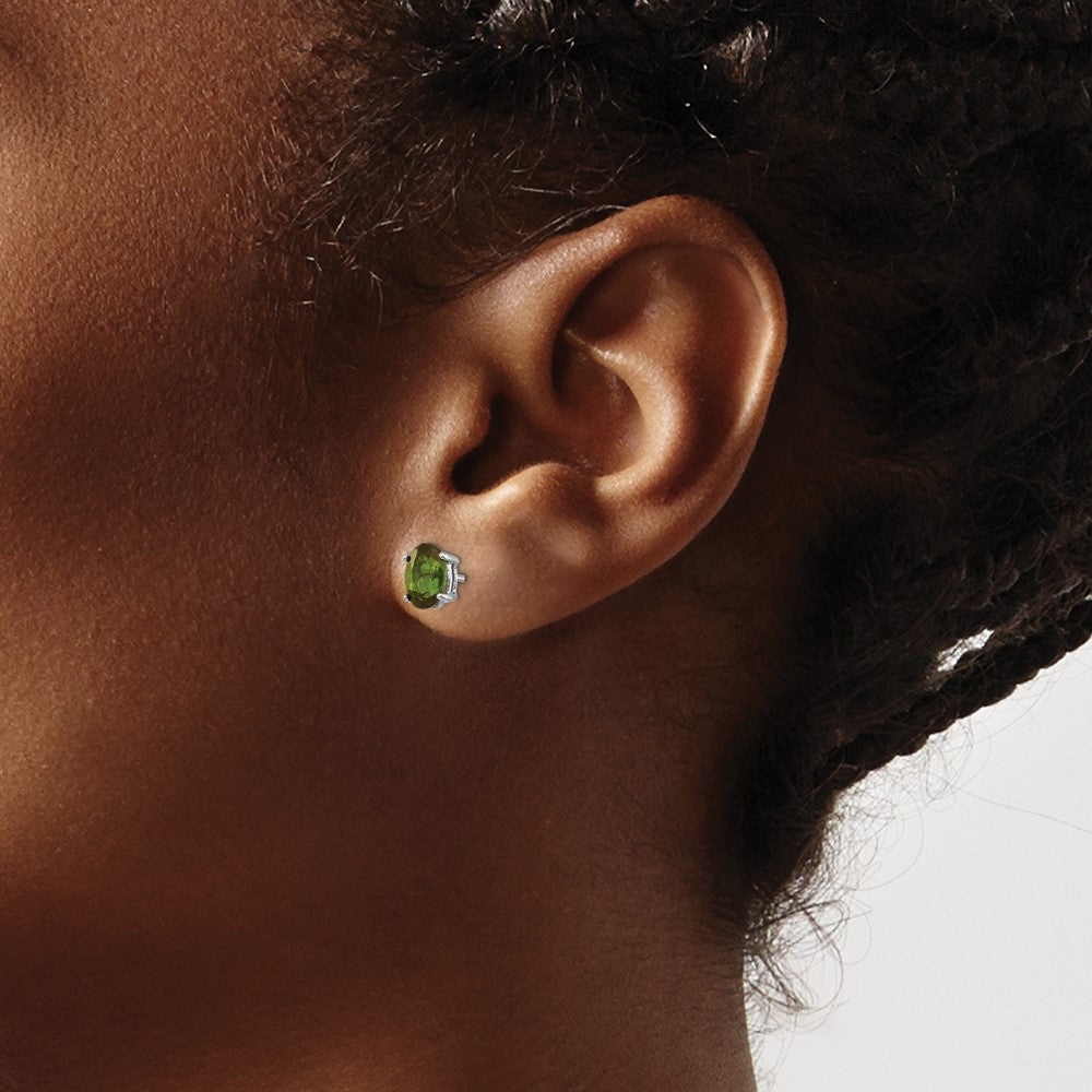 14K White Gold Green Tourmaline Earrings