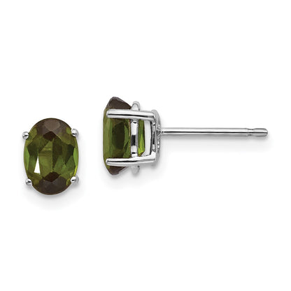 14K White Gold Green Tourmaline Earrings
