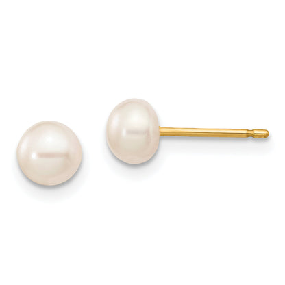 14K Yellow Gold 5 6mm Multicolor Button Freshwater Cultured Pearl Boxed 3 Pair Post Earrings Set
