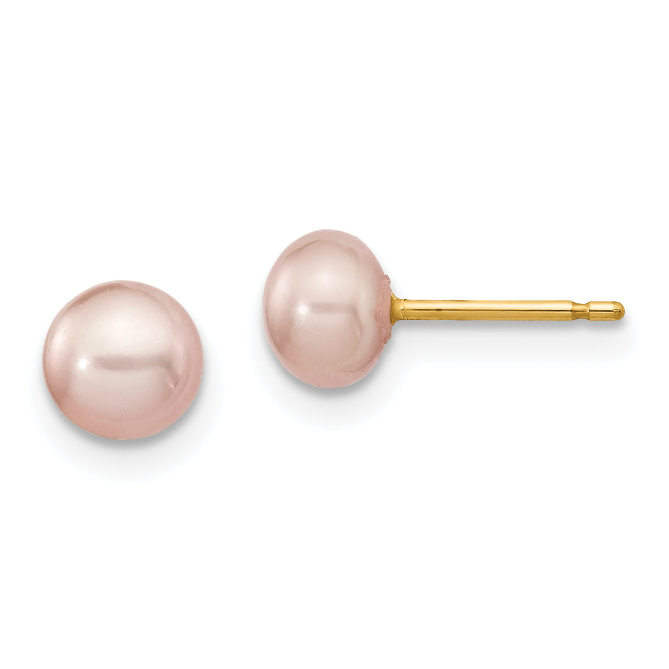 14K Yellow Gold 5 6mm Multicolor Button Freshwater Cultured Pearl Boxed 3 Pair Post Earrings Set