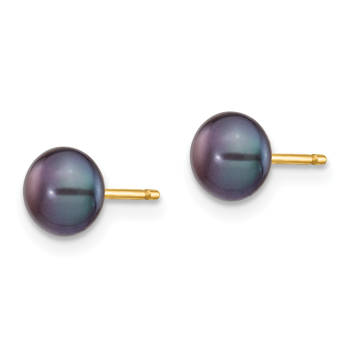 14K Yellow Gold 5 6mm Multicolor Button Freshwater Cultured Pearl Boxed 3 Pair Post Earrings Set