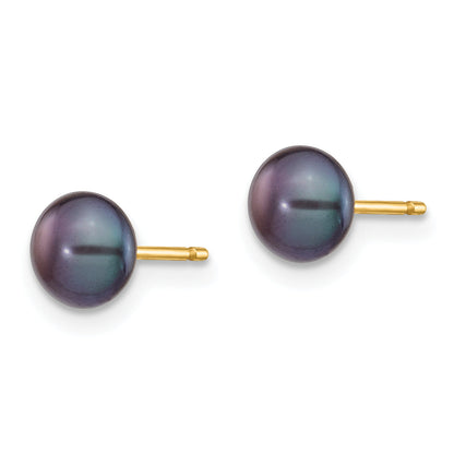 14K Yellow Gold 5 6mm Multicolor Button Freshwater Cultured Pearl Boxed 3 Pair Post Earrings Set
