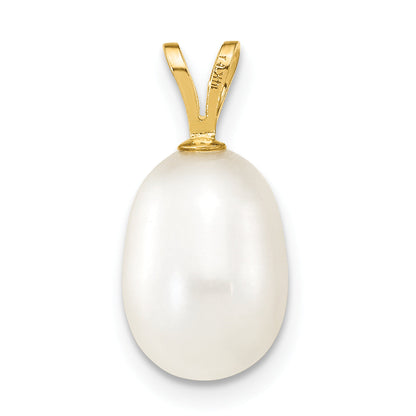 14k Yellow Gold 14K 8-9mm White Rice Freshwater Cultured Pearl Pendant